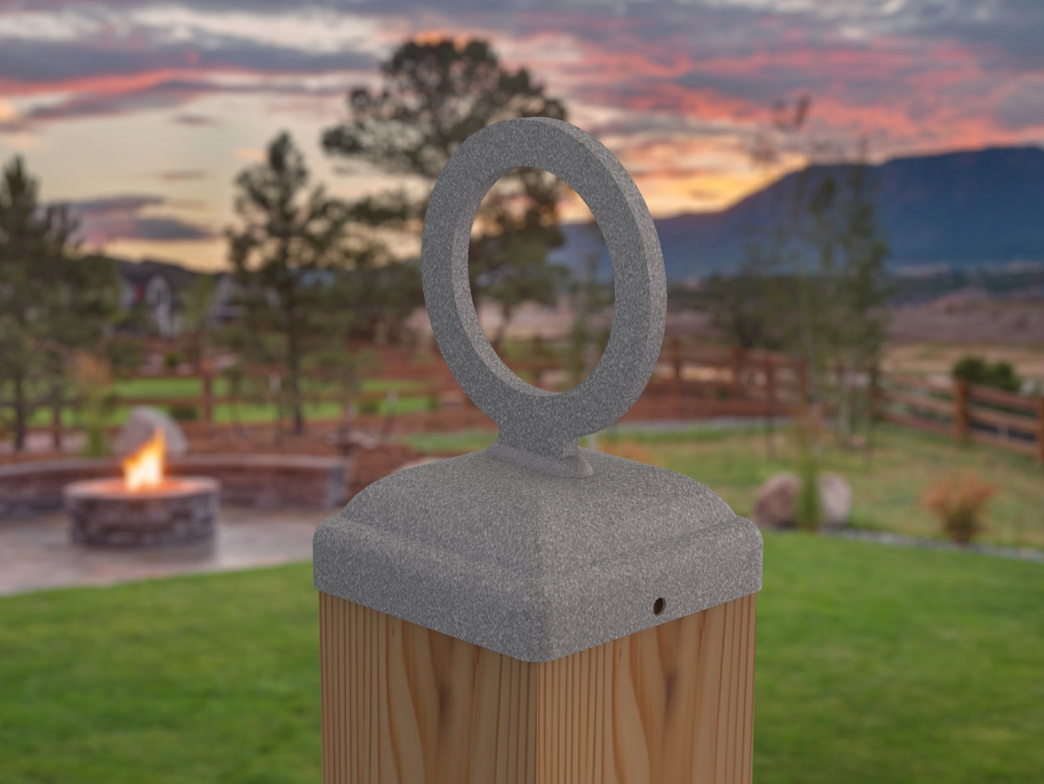 Nautical Rope Ring Fence Post Cap (Multiple Post Sizes Available) - Madison Iron and Wood