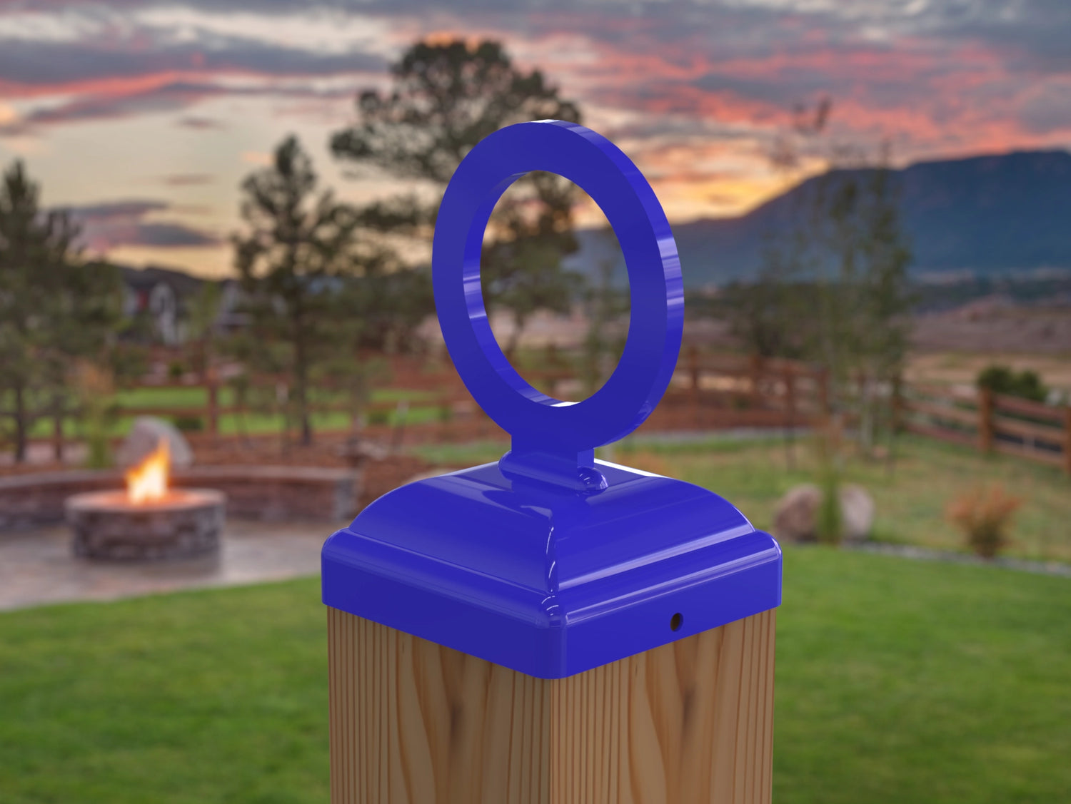 Nautical Rope Ring Fence Post Cap (Multiple Post Sizes Available) - Madison Iron and Wood