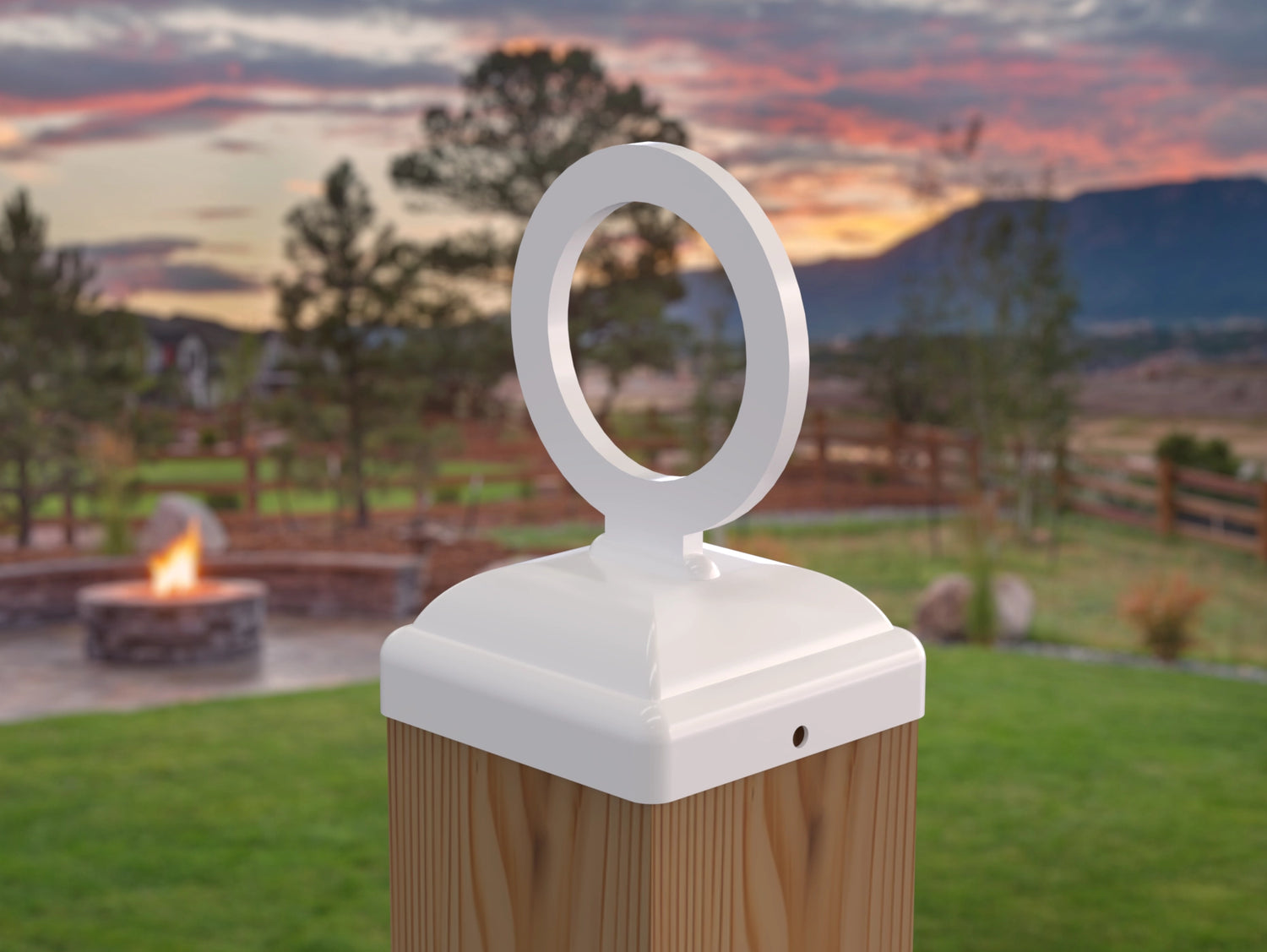 Nautical Rope Ring Fence Post Cap (Multiple Post Sizes Available) - Madison Iron and Wood
