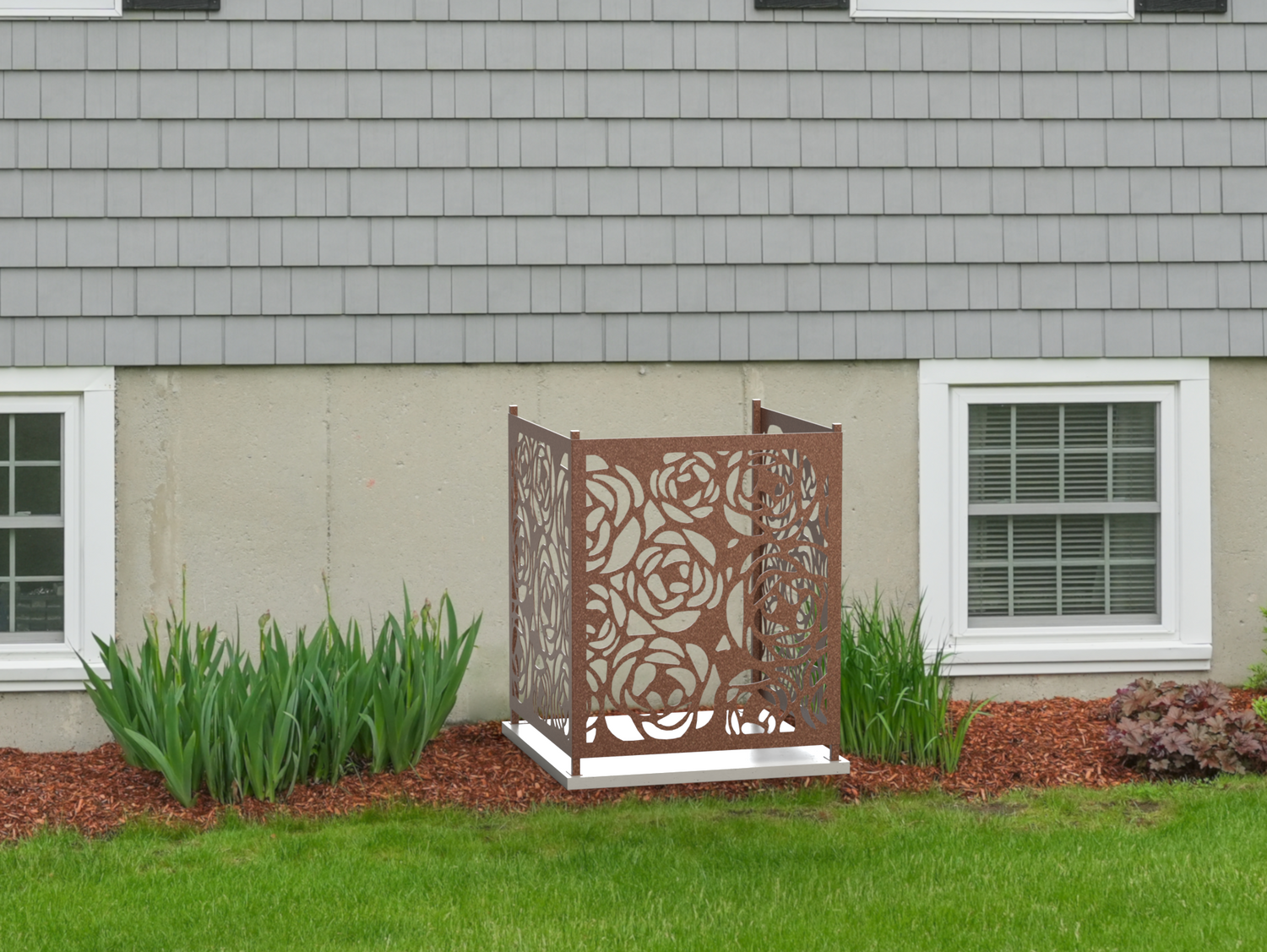 Rose Design AC Unit Cover - Multiple Sizes - Madison Iron and Wood