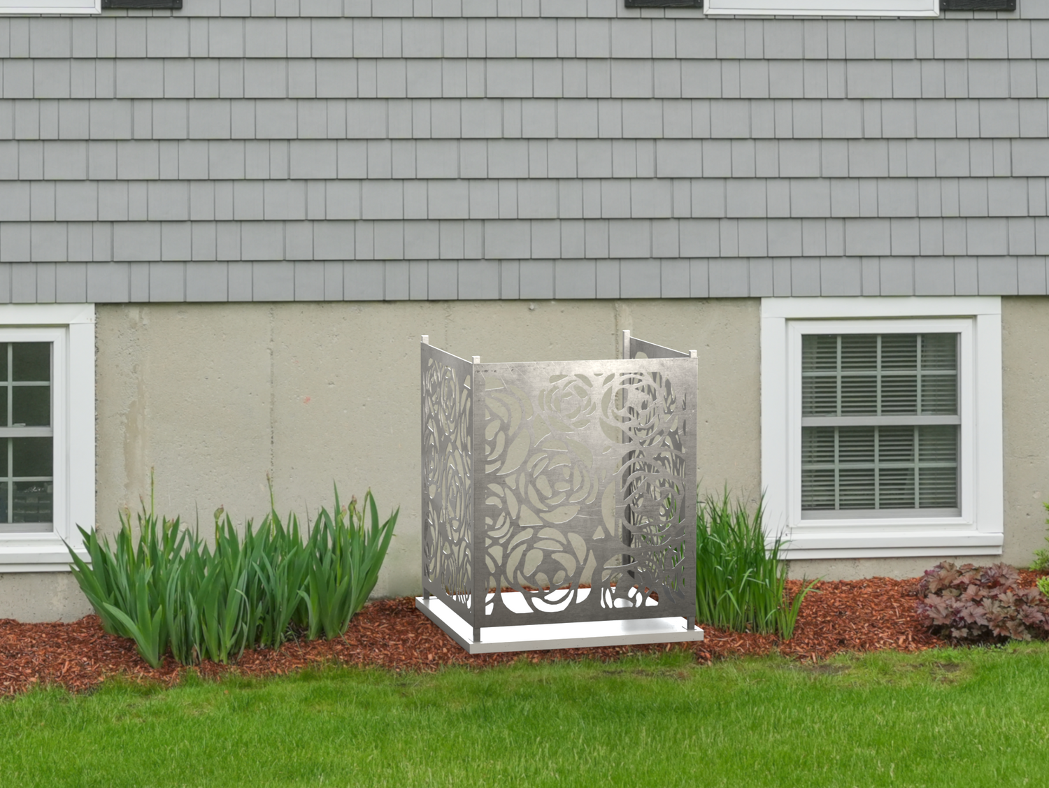 Rose Design AC Unit Cover - Multiple Sizes - Madison Iron and Wood
