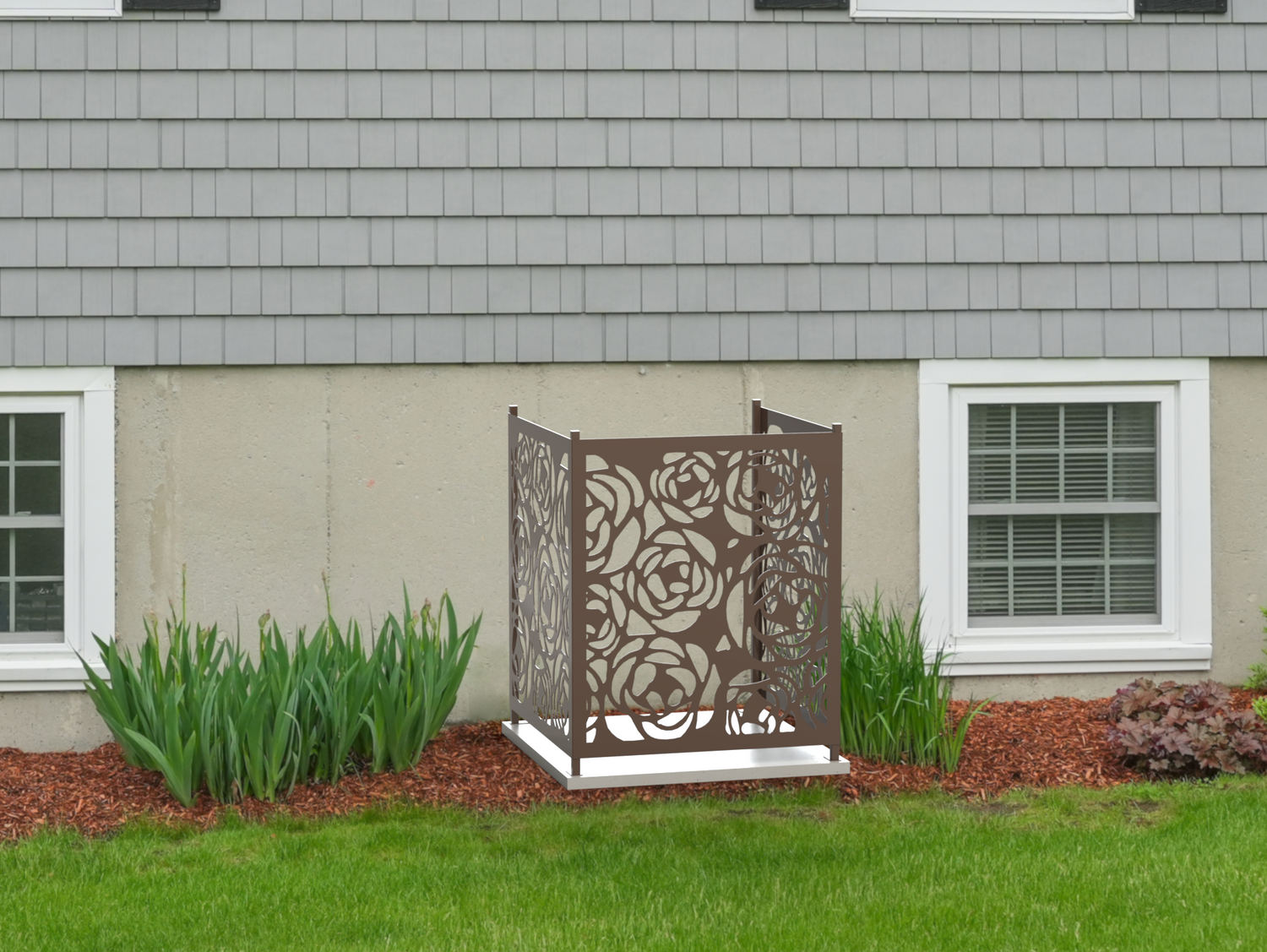 Rose Design AC Unit Cover - Multiple Sizes - Madison Iron and Wood