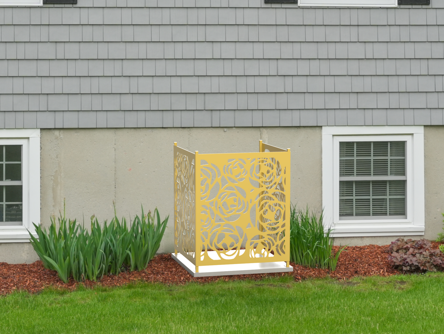 Rose Design AC Unit Cover - Multiple Sizes - Madison Iron and Wood