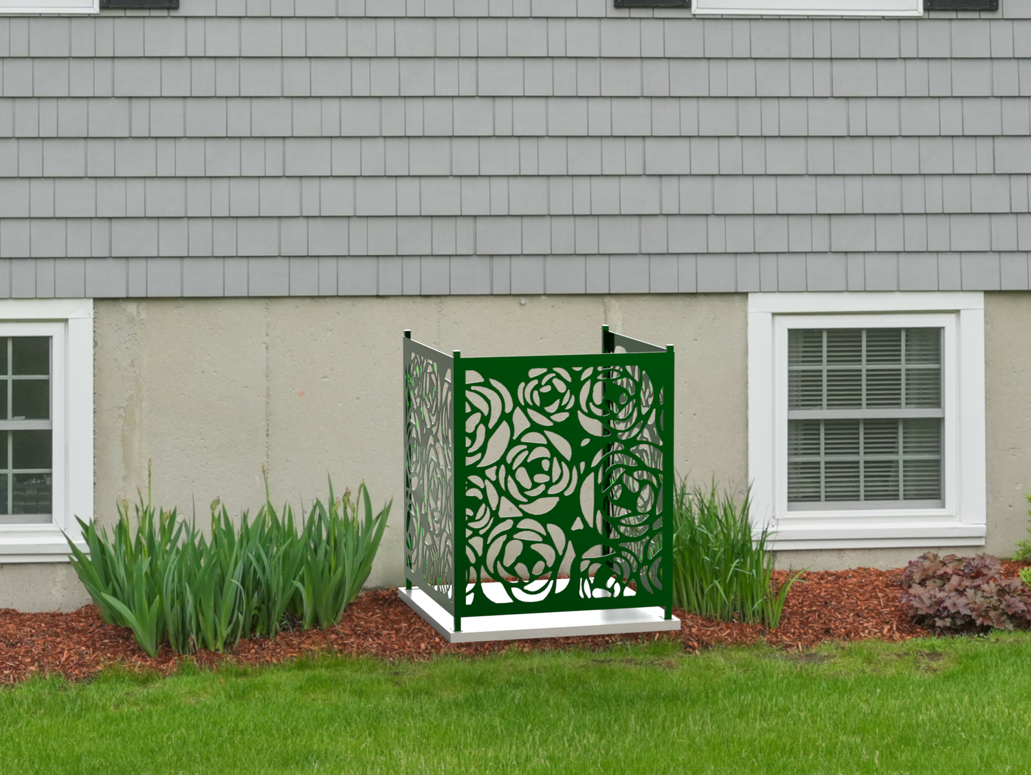Rose Design AC Unit Cover - Multiple Sizes - Madison Iron and Wood