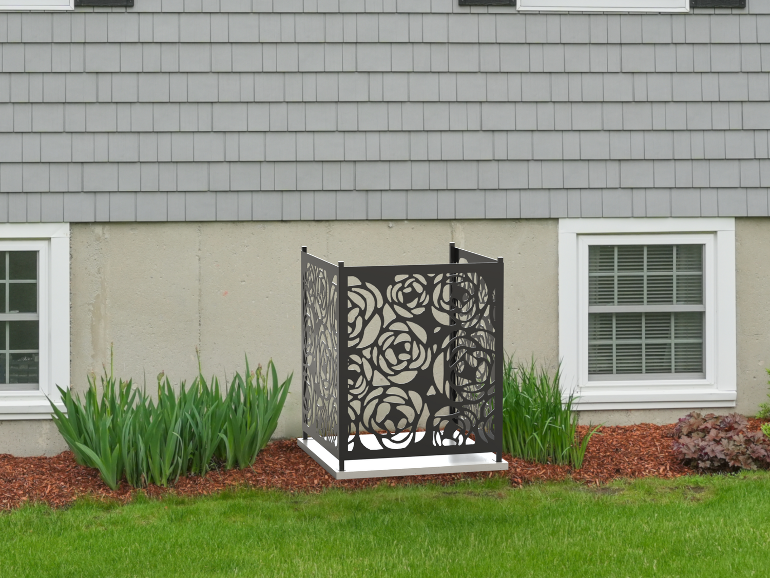 Rose Design AC Unit Cover - Multiple Sizes - Madison Iron and Wood