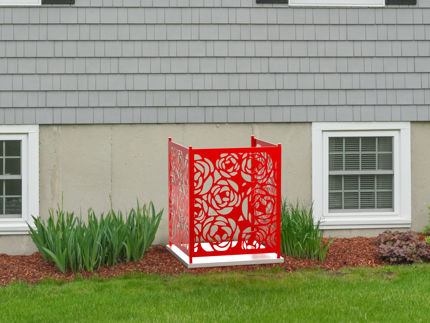 Rose Design AC Unit Cover - Multiple Sizes - Madison Iron and Wood