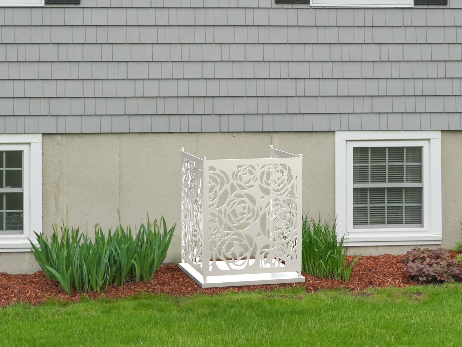 Rose Design AC Unit Cover - Multiple Sizes - Madison Iron and Wood