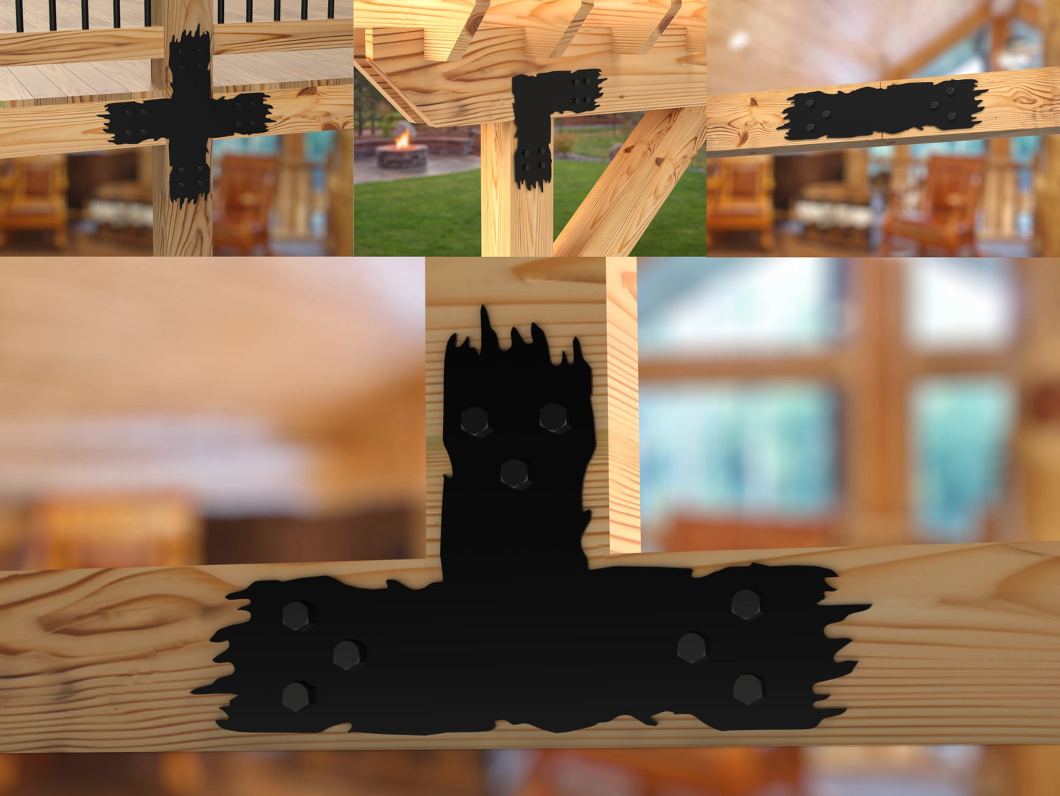 "Rough Wood" Metal Brackets For 4x4 Dimensional Lumber - Madison Iron and Wood