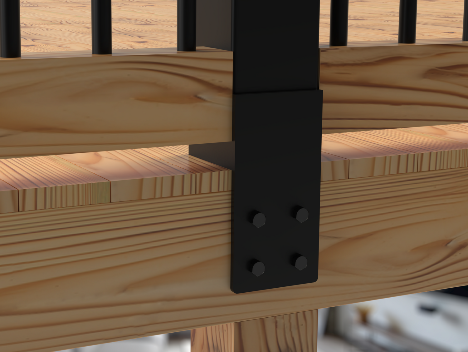 Metal Face Mounted Fence Post - Railing Post - Madison Iron and Wood