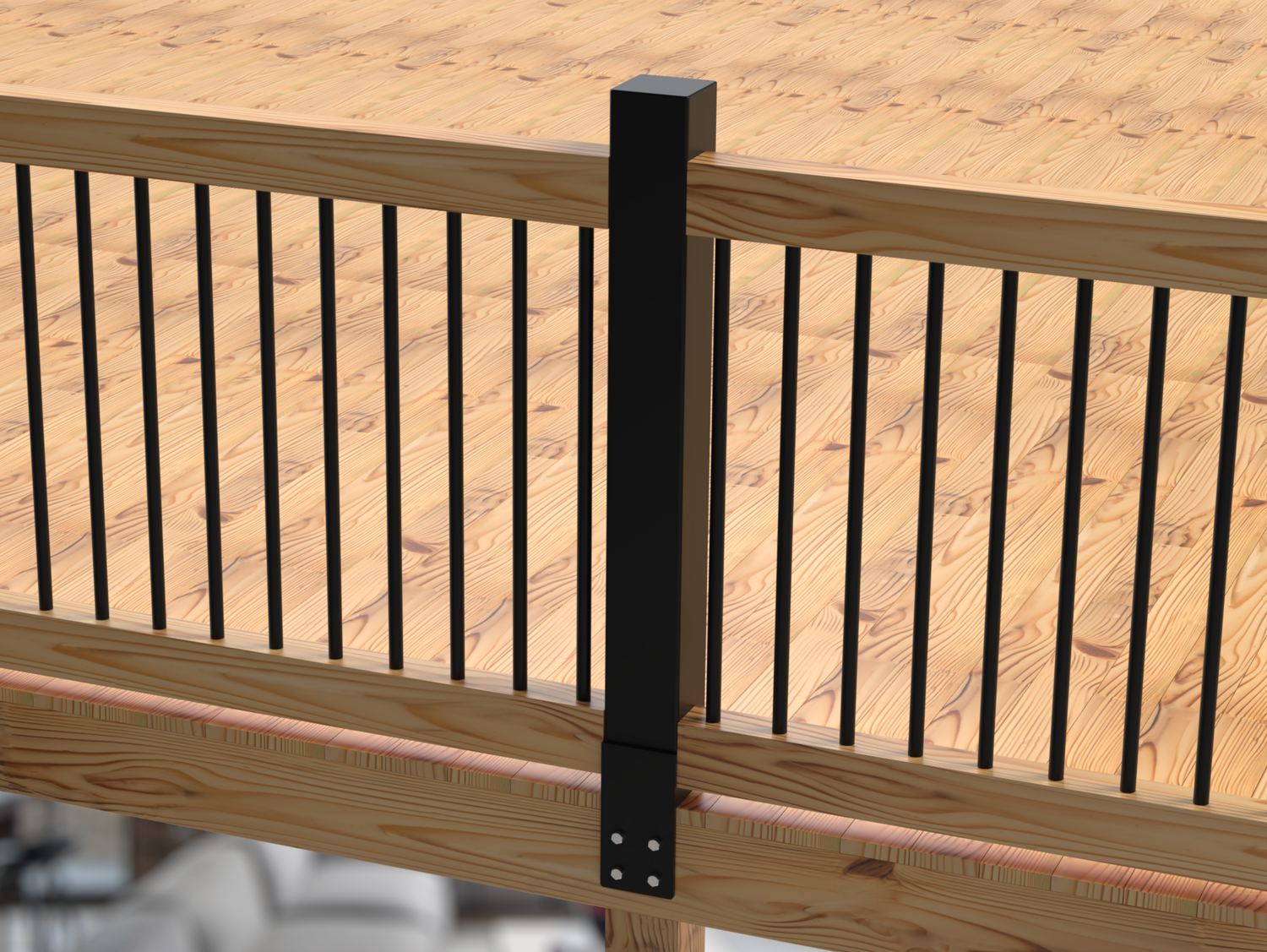 Metal Face Mounted Fence Post - Railing Post - Madison Iron and Wood