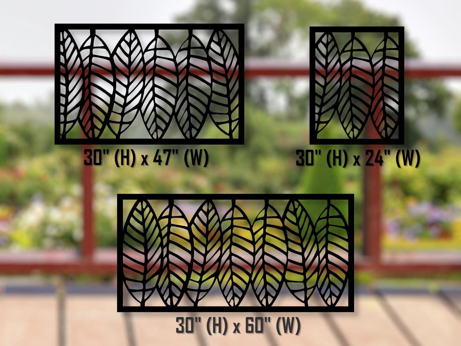 80"x30" - Modern Style Leaves Fence/Gate Panel Insert - Madison Iron and Wood