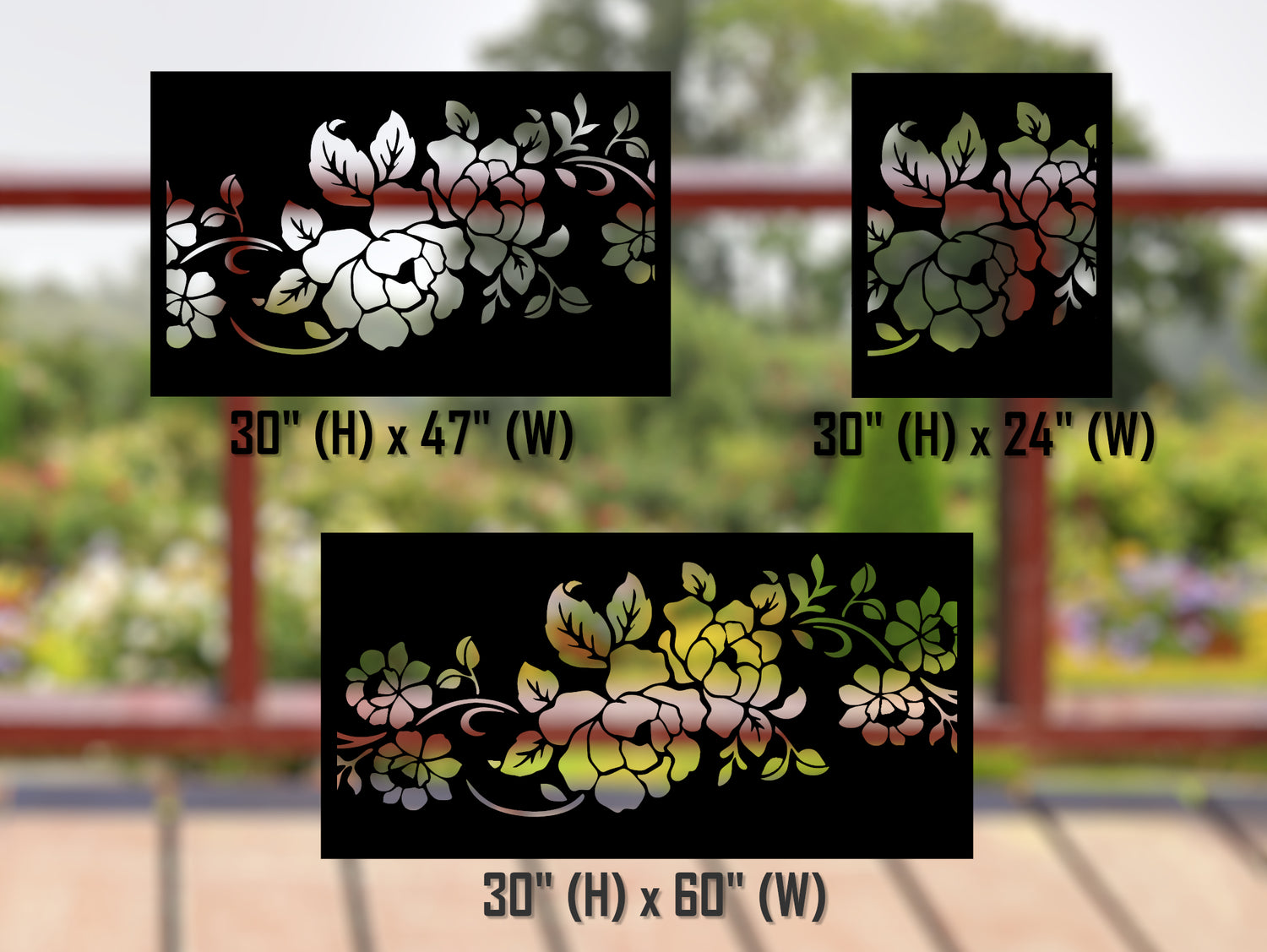 80"x30" - Floral Design Metal Fence/Gate Panel Insert - Madison Iron and Wood