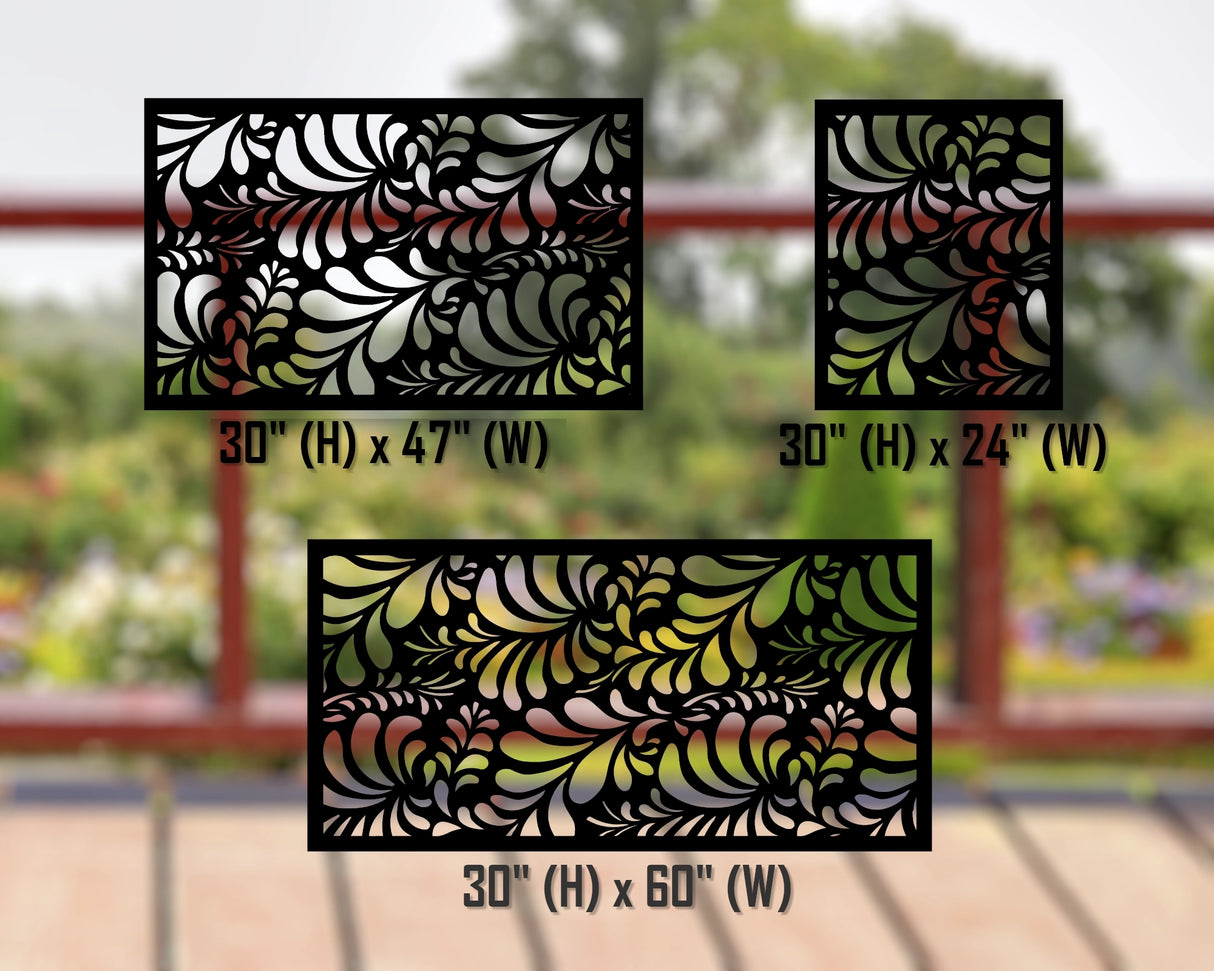 80"x30" - Budding Leaf Pattern Fence/Gate Panel Insert - Madison Iron and Wood