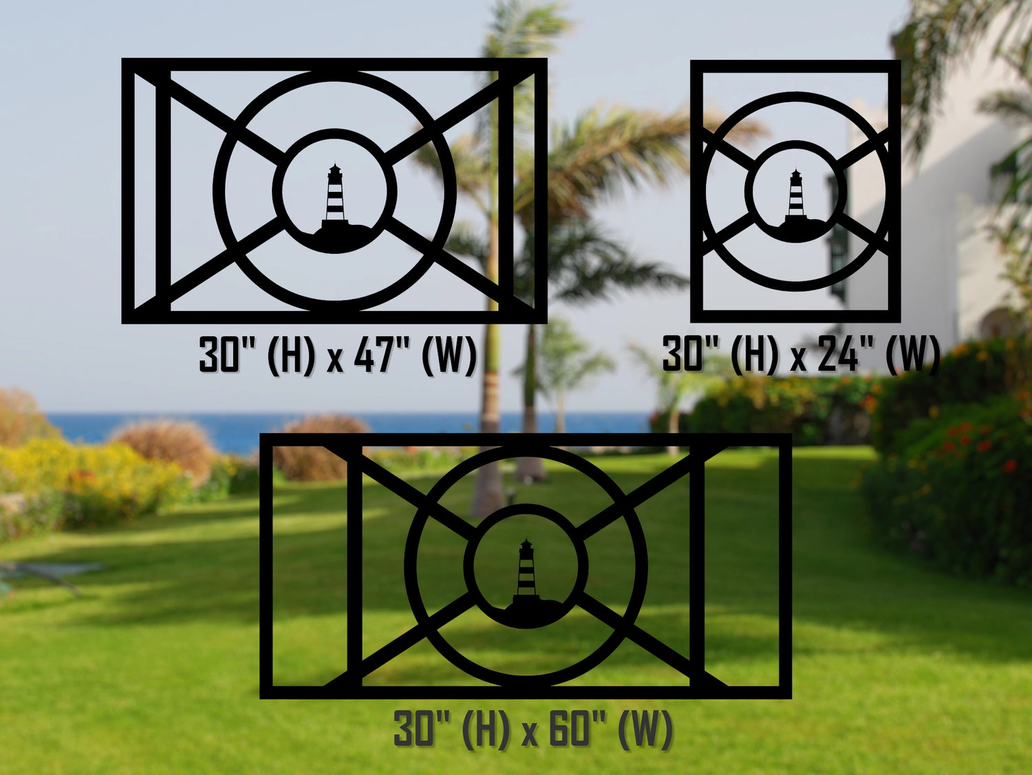 80"x30" - Nautical Lighthouse Design Fence/Gate Panel Insert - Madison Iron and Wood