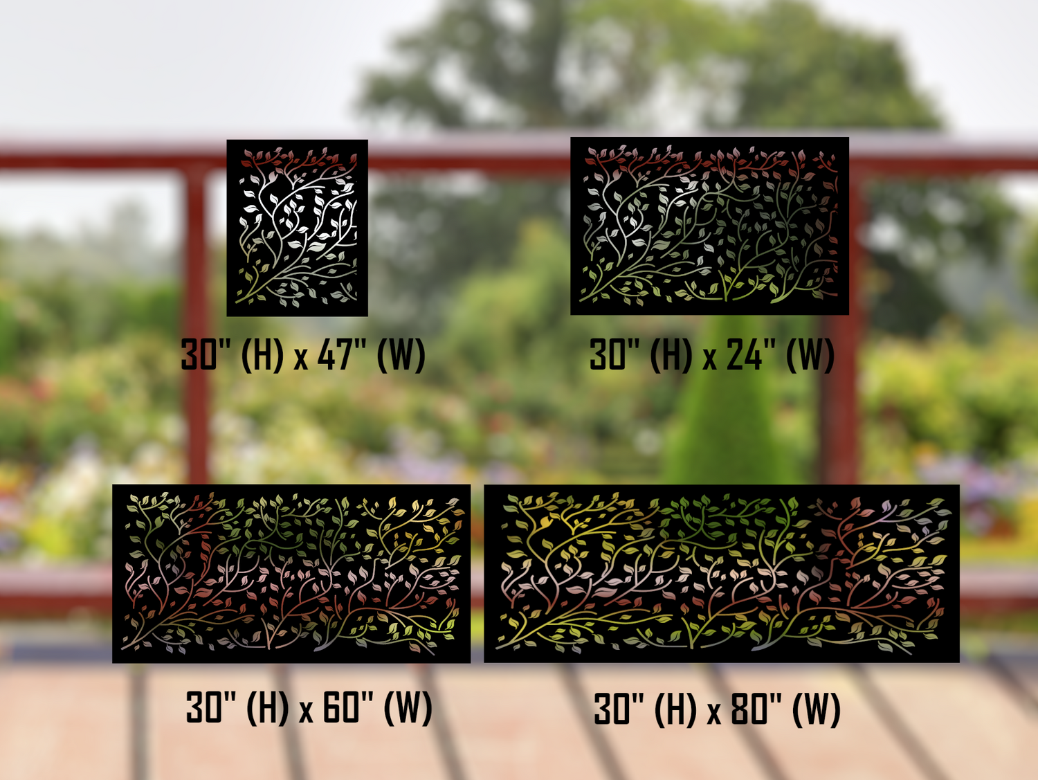 80"x30" - Wind Blown Leaves Fence/Gate Panel Insert - Madison Iron and Wood