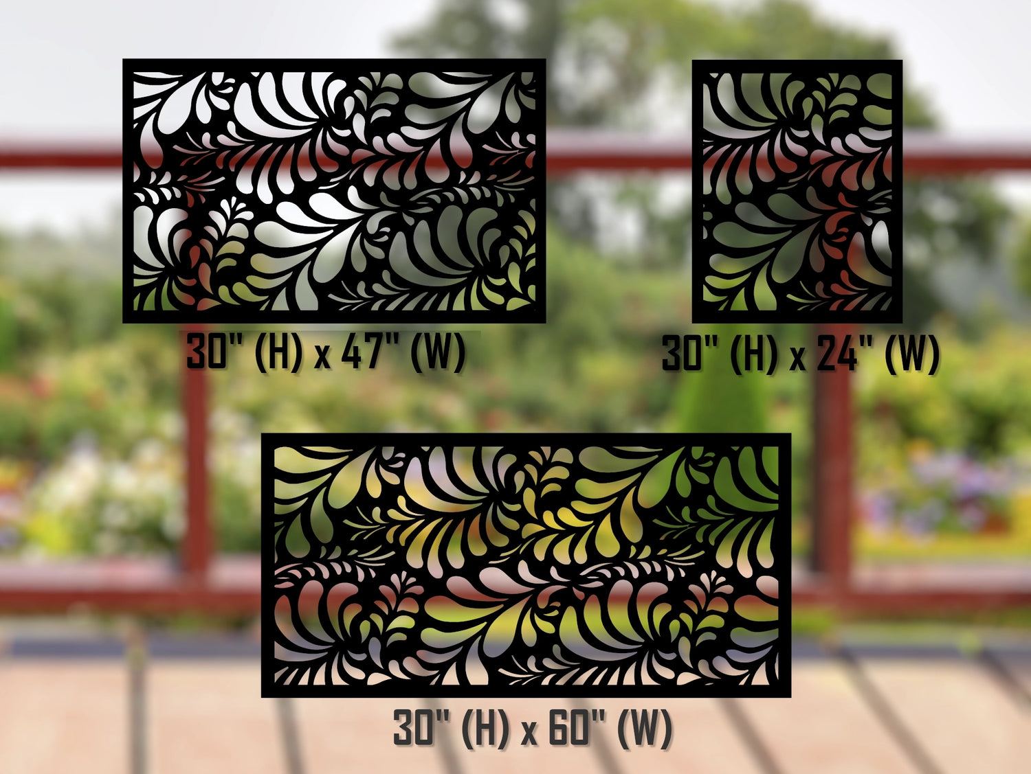 80"x30" - Budding Leaf Pattern Fence/Gate Panel Insert - Madison Iron and Wood