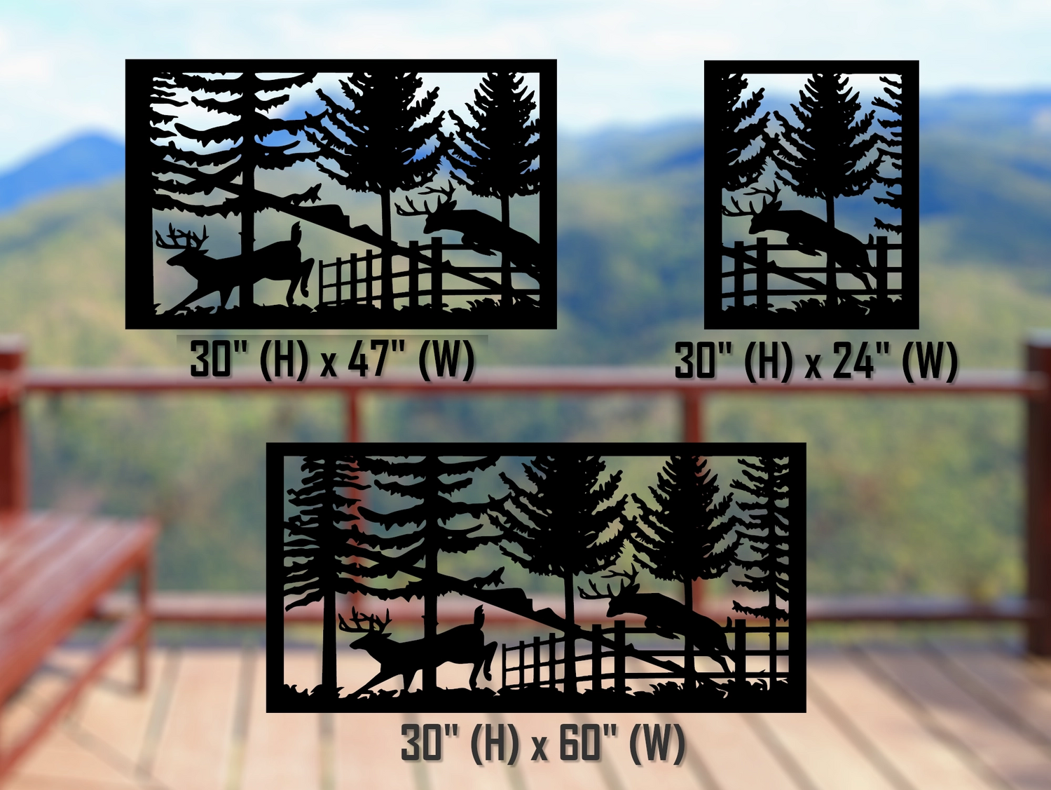 80"x30" - Deer Landscape Fence/Gate Panel Insert - Madison Iron and Wood