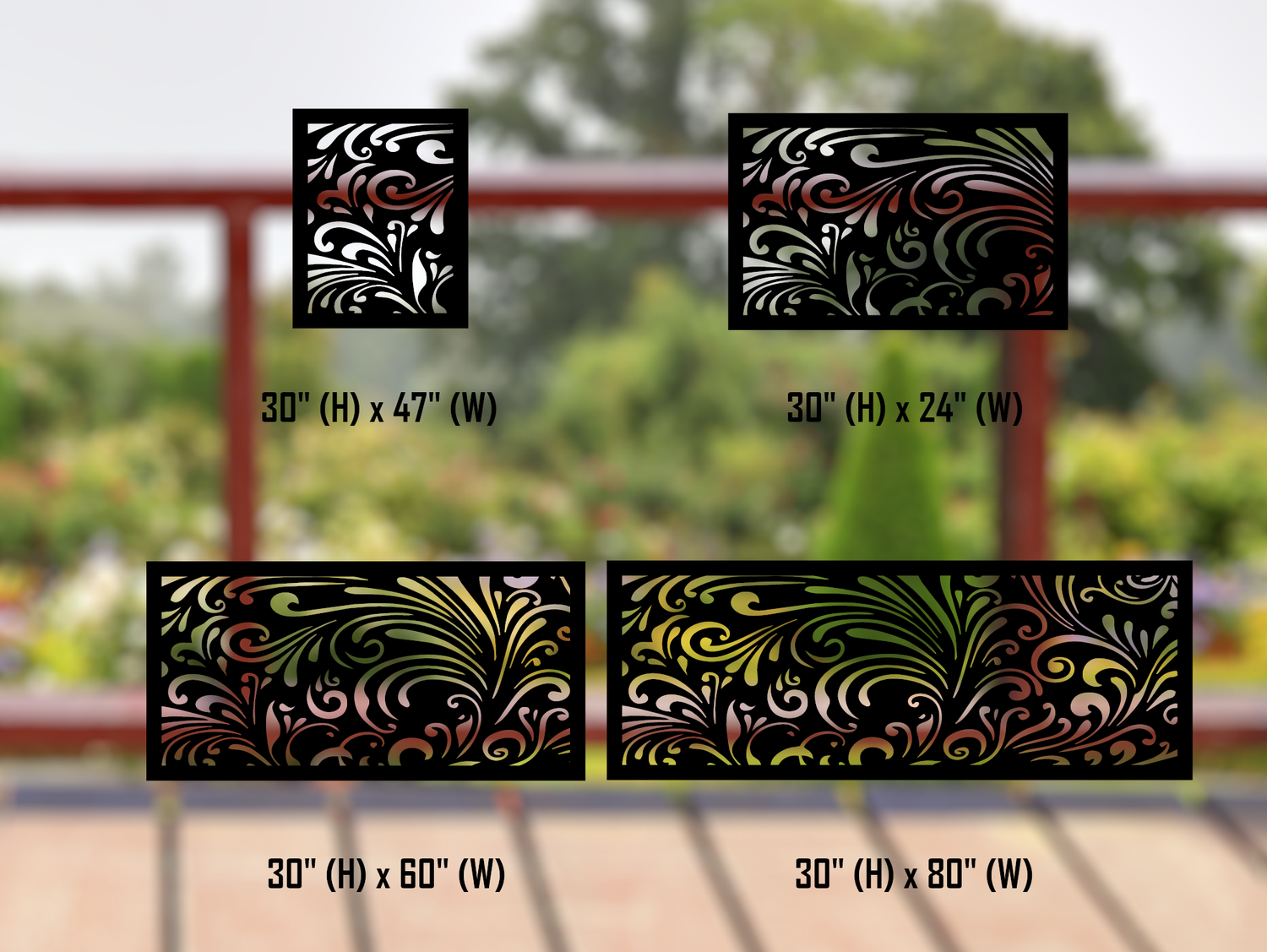 80"x30" - Elegant Scroll Design Fence/Gate Panel Insert - Madison Iron and Wood