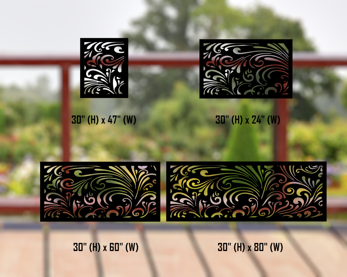 80"x30" - Elegant Scroll Design Fence/Gate Panel Insert - Madison Iron and Wood