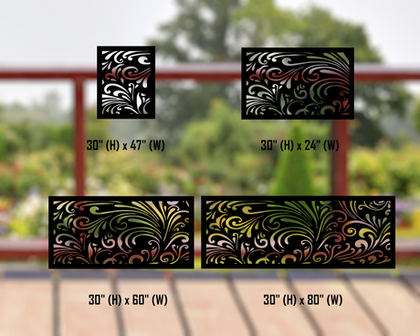 80"x30" - Elegant Scroll Design Fence/Gate Panel Insert - Madison Iron and Wood