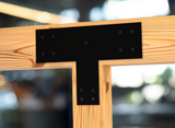 Transition T Bracket for 4"-10" Beam and 4"-10" Post - Wood Post Brackets - construction brackets - brackets for post and beam construction - beam supports - post support - timber frame brackets - barndominium brackets - exposed beam brackets