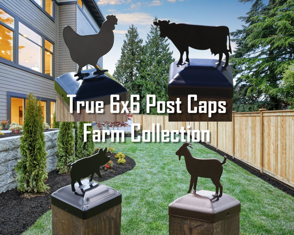 True Size 6x6 Post Cap on the Farm Finial Choice - Madison Iron and Wood