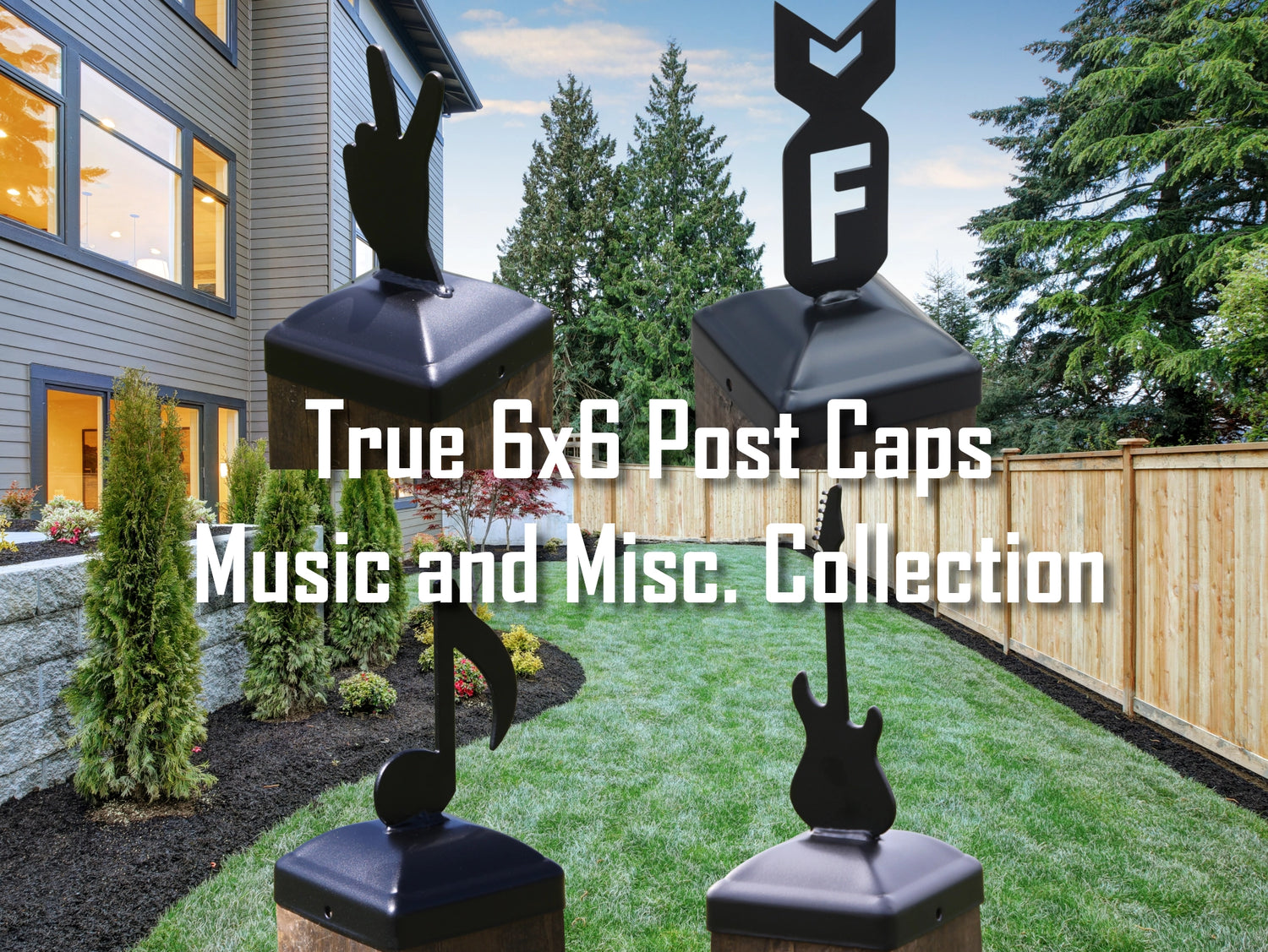 True Size 6x6 Post Cap Musical and Misc. Finial Choice - Madison Iron and Wood