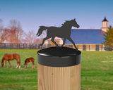 Horse Trotting, Round Post Cap (4x4 Round Post Size) - Madison Iron and Wood