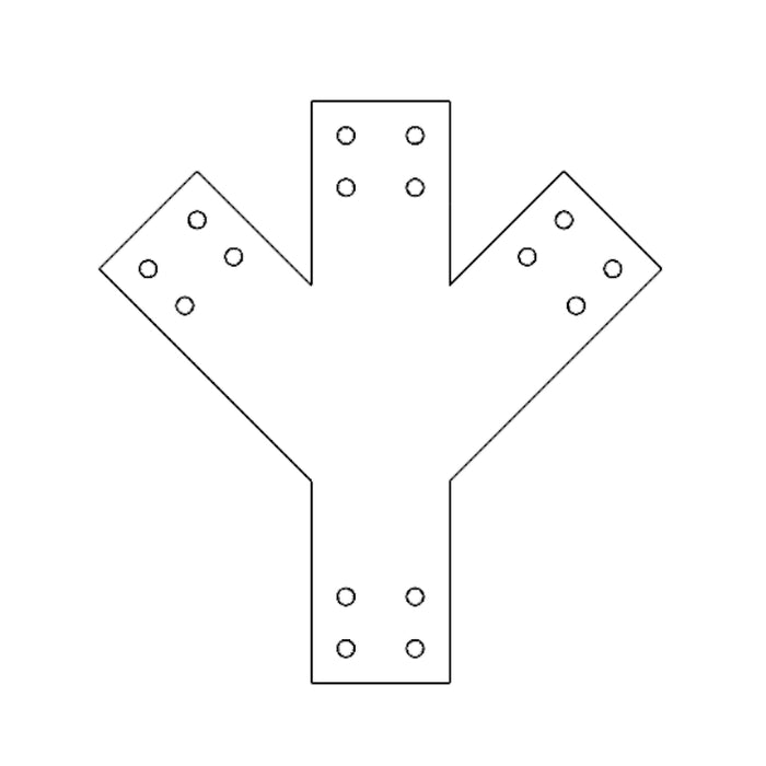 Industrial Style 4x4 Y Bracket with Center Support (2D)