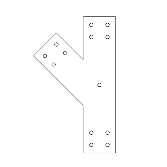 Industrial Style 4x4 45 Degree T Bracket (2D)