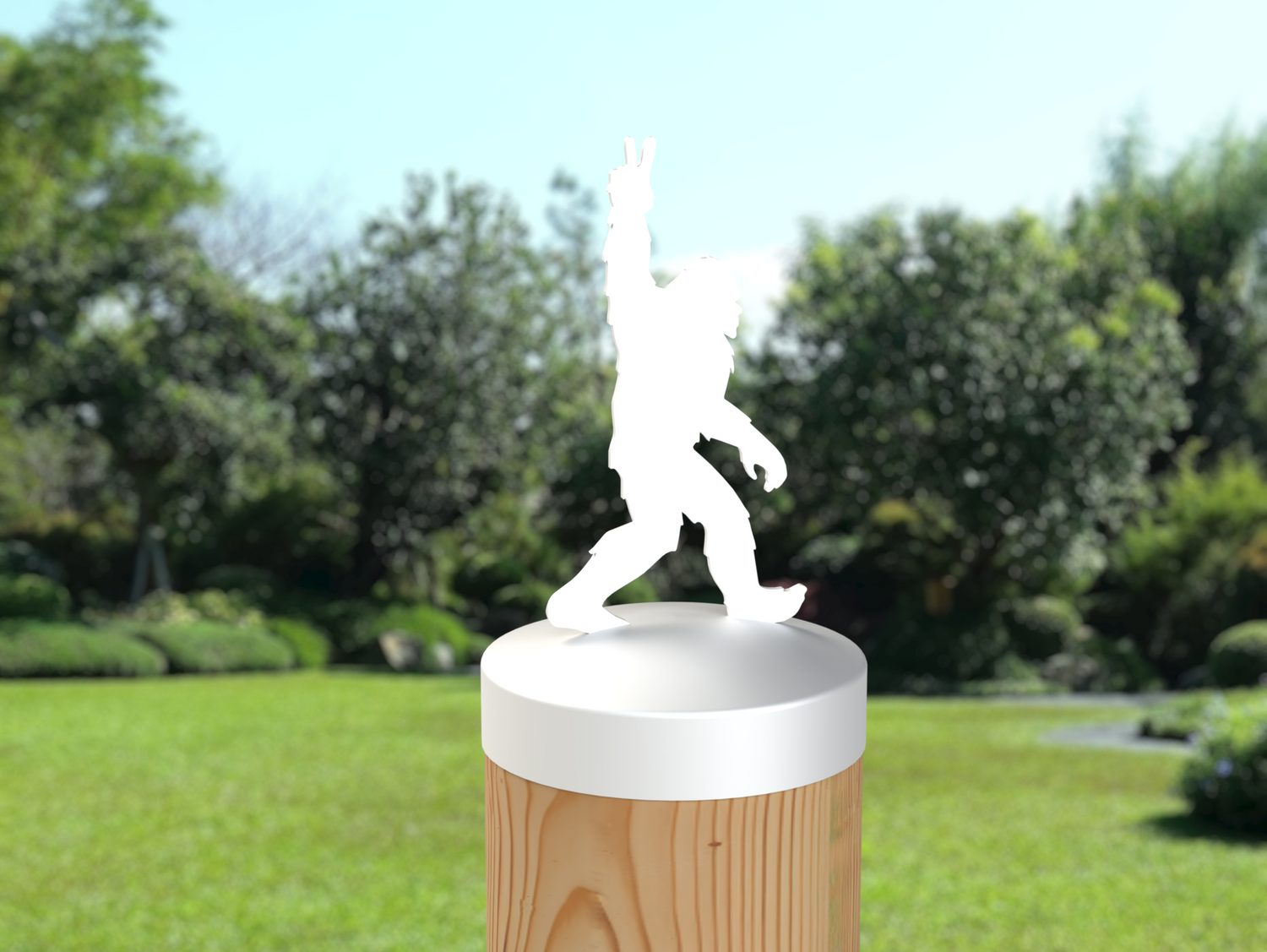 Bigfoot Peace Sign, Round Post Cap (4x4 Round Post Size) - Madison Iron and Wood