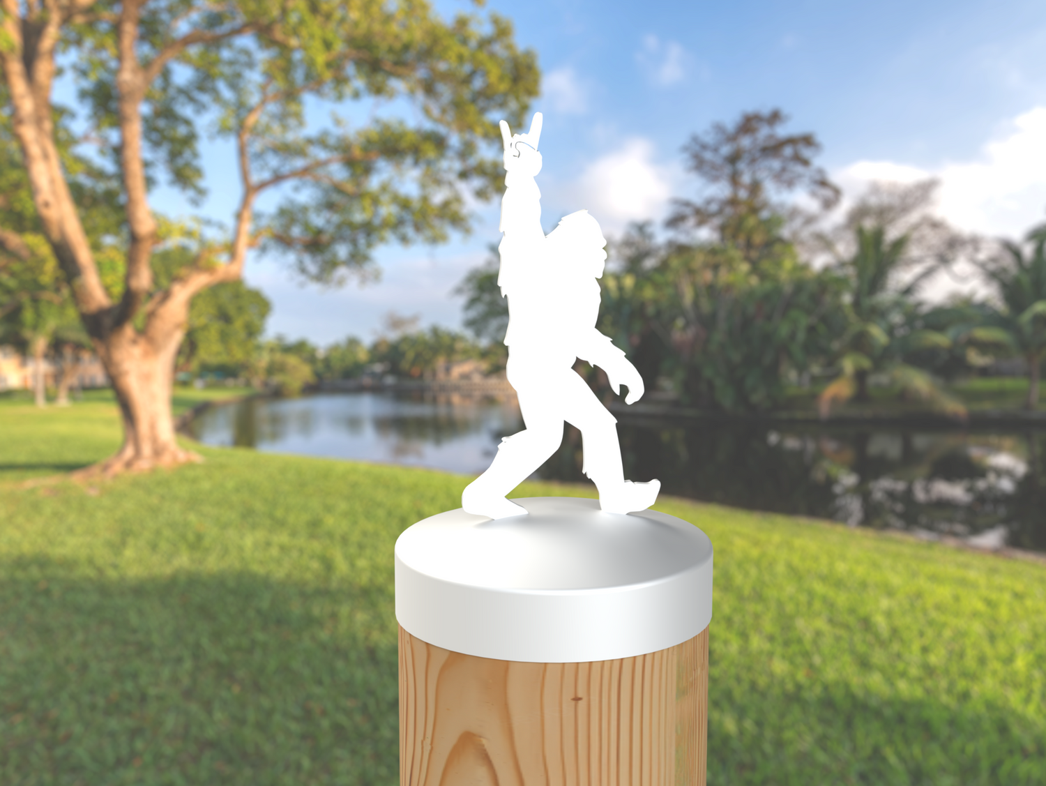 Bigfoot Rock and Roll Sign, Round Post Cap (4x4 Round Post Size) - Madison Iron and Wood