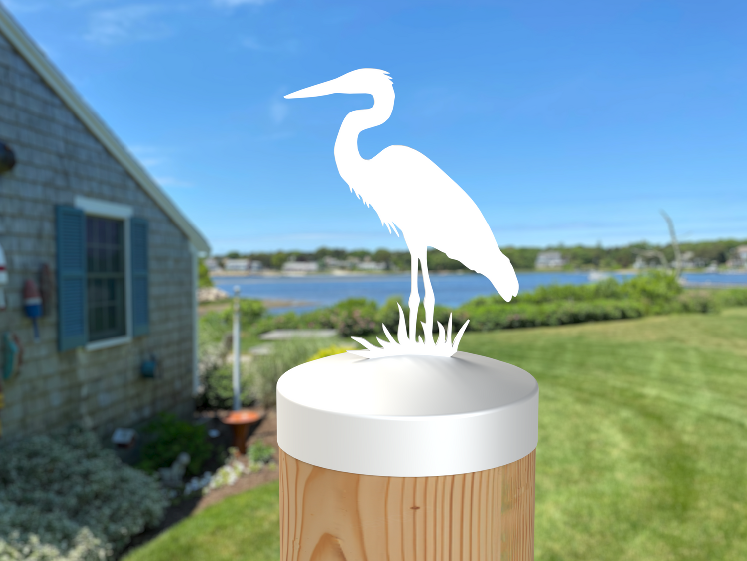 Blue Heron, Round Post Cap (4x4 Round Post Size) - Madison Iron and Wood