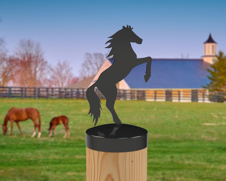 Horse Rearing, Round Post Cap (4x4 Round Post Size) - Madison Iron and Wood