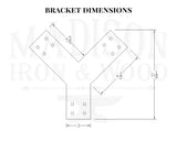 Y Bracket for 4" Post 45 Degree Legs - Madison Iron and Wood