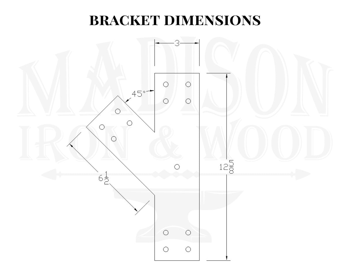 Support de jambe en T à 45 degrés pour poteau de 6"