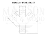 Y Bracket for 4" Post 45 Degree Legs with Center Support