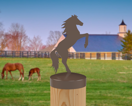 Horse Rearing, Round Post Cap (4x4 Round Post Size) - Madison Iron and Wood