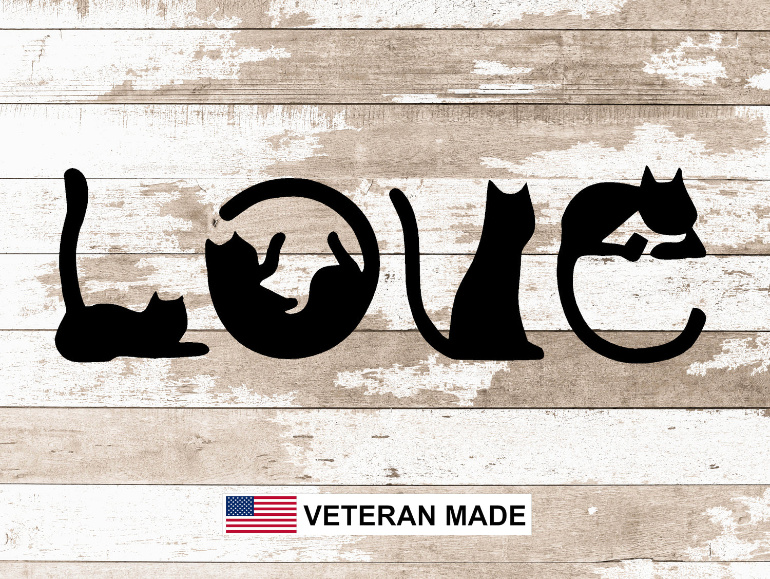 Cat Love In Cat Body Metal Word Sign - Madison Iron and Wood