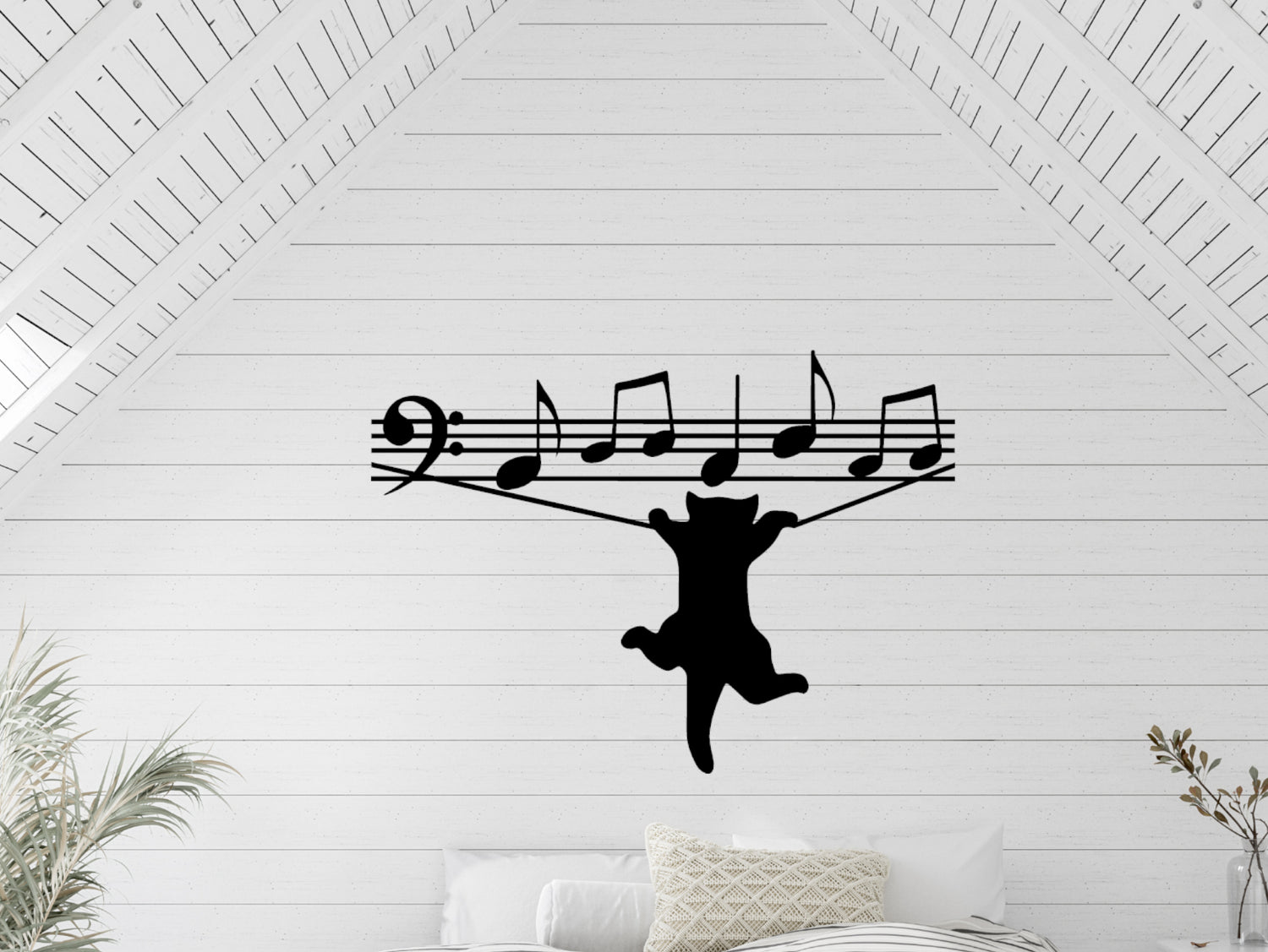 Cat Music Notes Metal Word Sign - Madison Iron and Wood