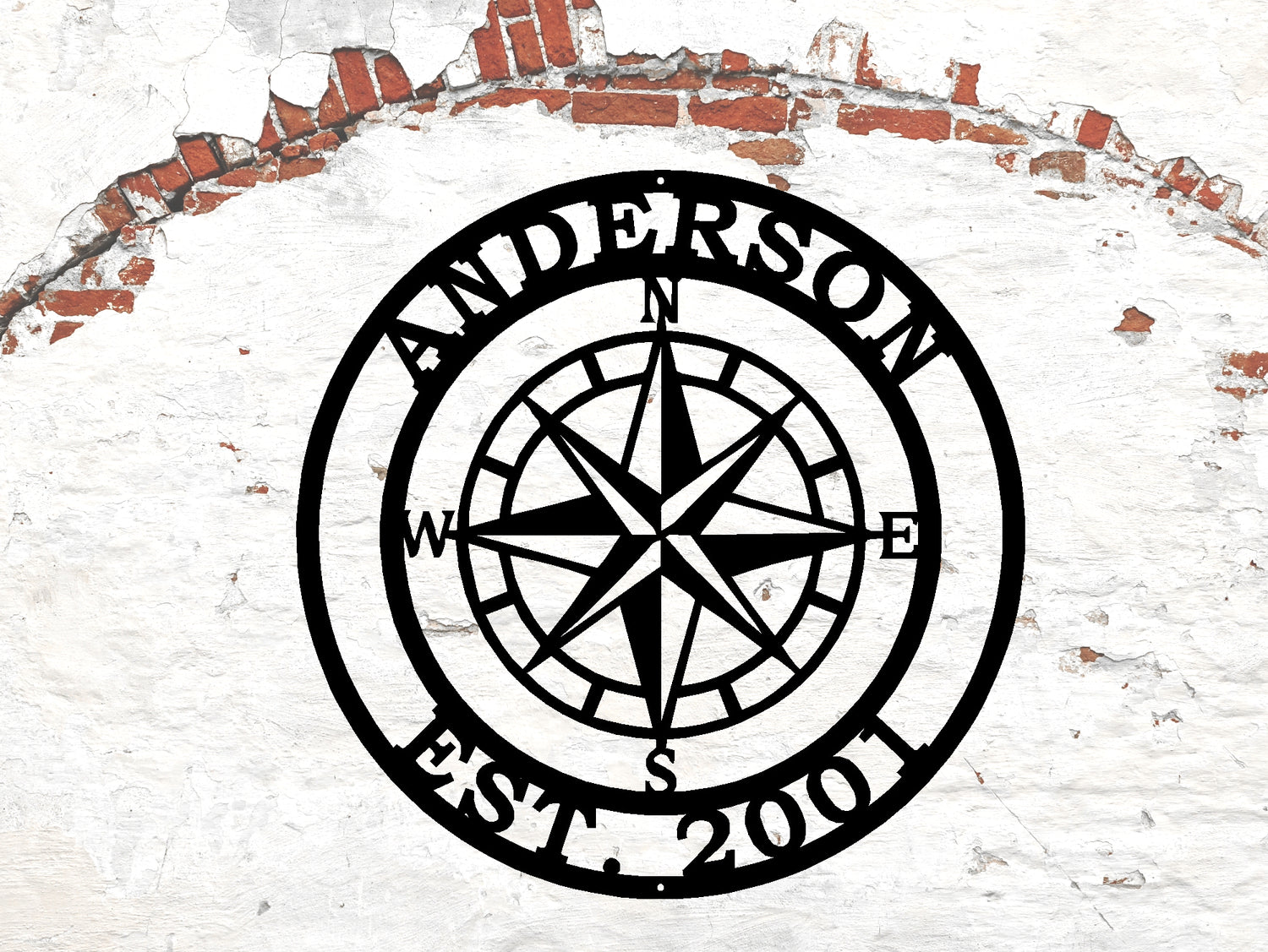 Compass Post Sign Kit Personalized Compass Rose Metal Wall Art, Lakehouse Decor, Nautical ...