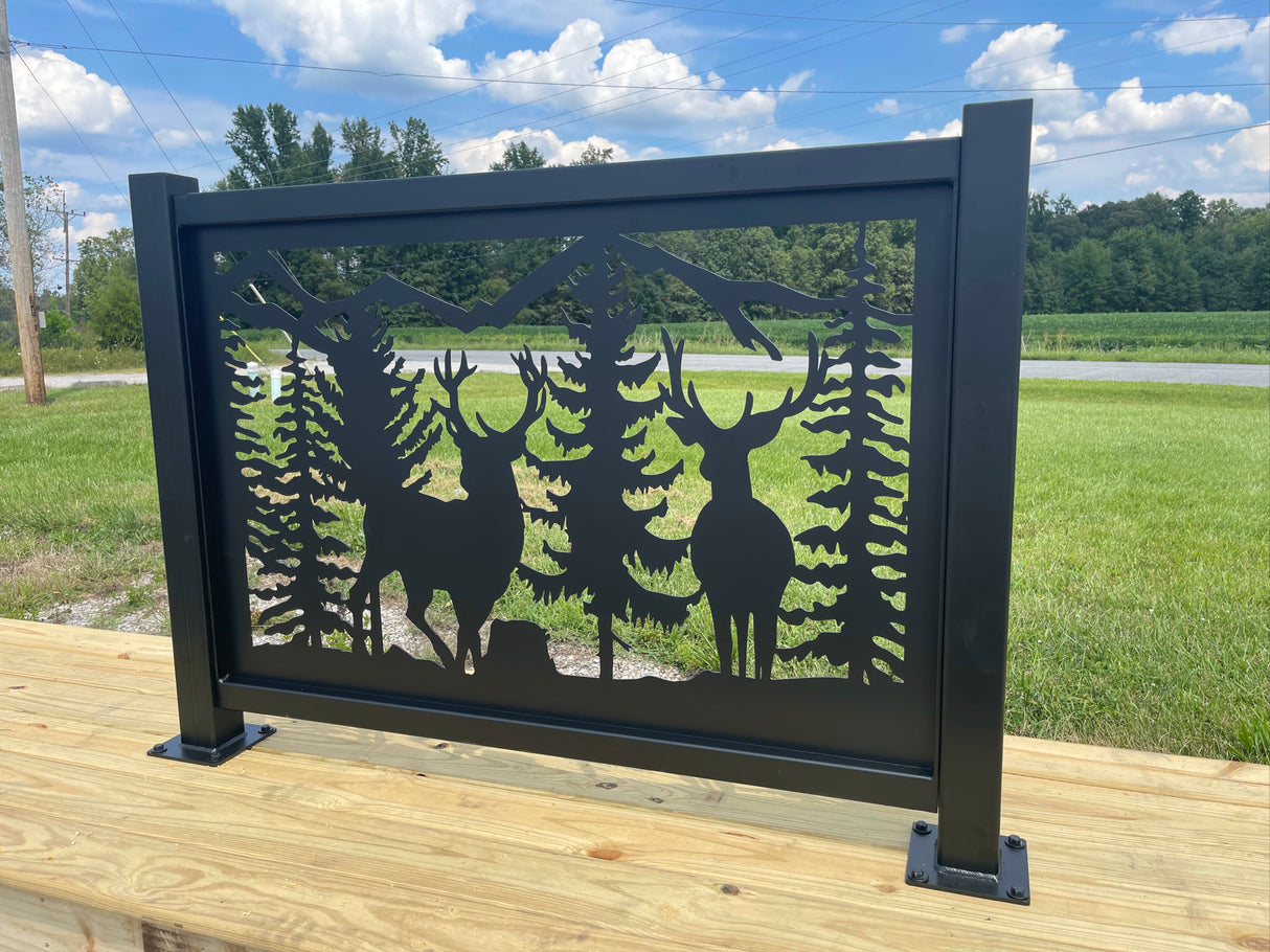 80"x30" - Deer and Bear Wildlife Landscape Fence/Gate Panel Insert - Madison Iron and Wood