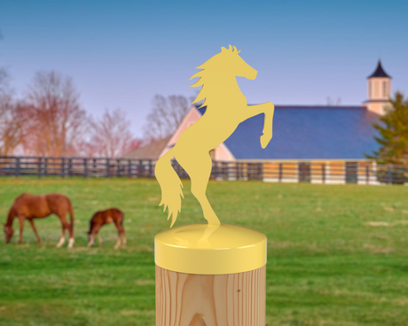 Horse Rearing, Round Post Cap (4x4 Round Post Size) - Madison Iron and Wood