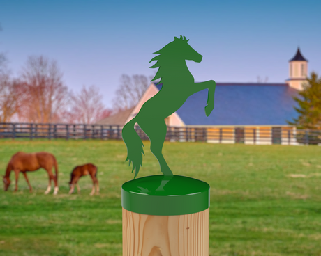 Horse Rearing, Round Post Cap (4x4 Round Post Size) - Madison Iron and Wood