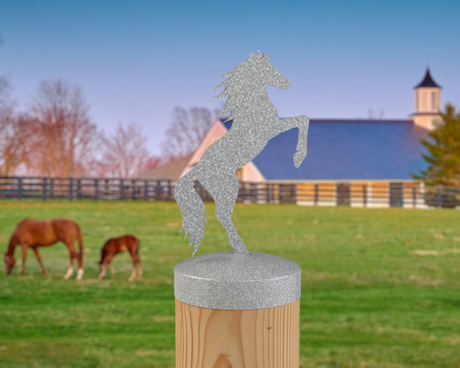 Horse Rearing, Round Post Cap (4x4 Round Post Size) - Madison Iron and Wood