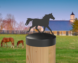 Horse Trotting, Round Post Cap (4x4 Round Post Size) - Madison Iron and Wood