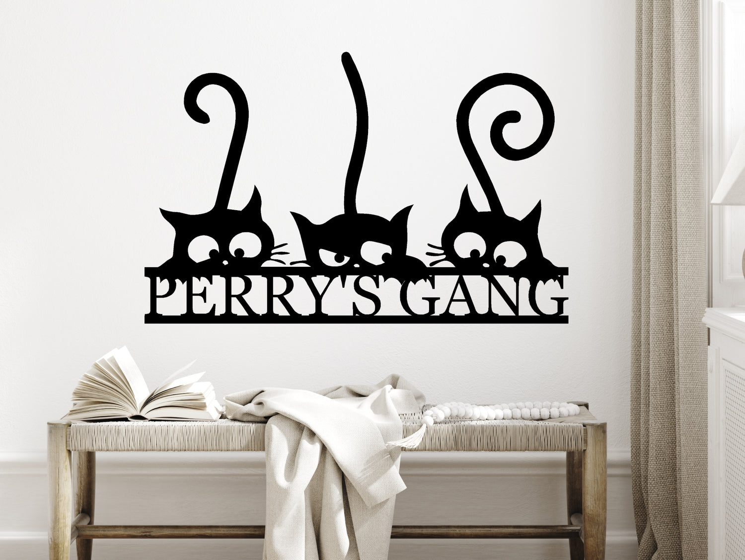 Curious Cats Personalized Metal Sign - Madison Iron and Wood