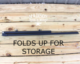 Folding Camp Sign Holder - Heavy-Duty Foldable Travel Stake - Matte Black - Madison Iron and Wood