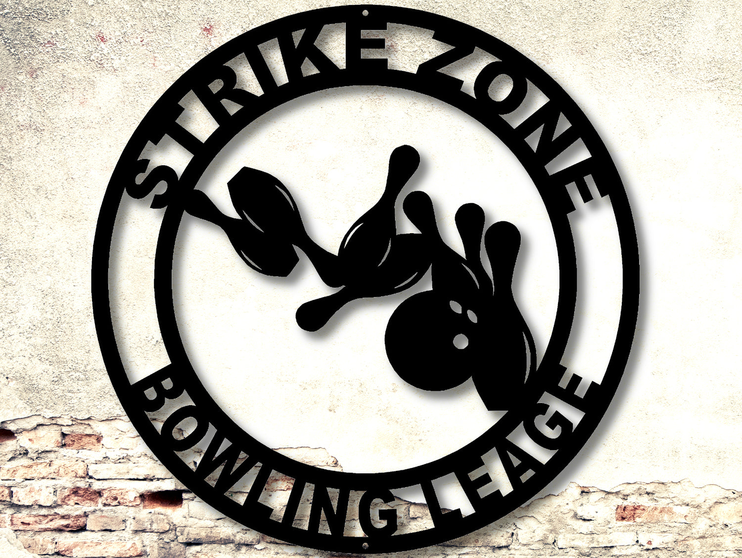 Bowling Personalized Metal Sign -  Two Lines - Madison Iron and Wood