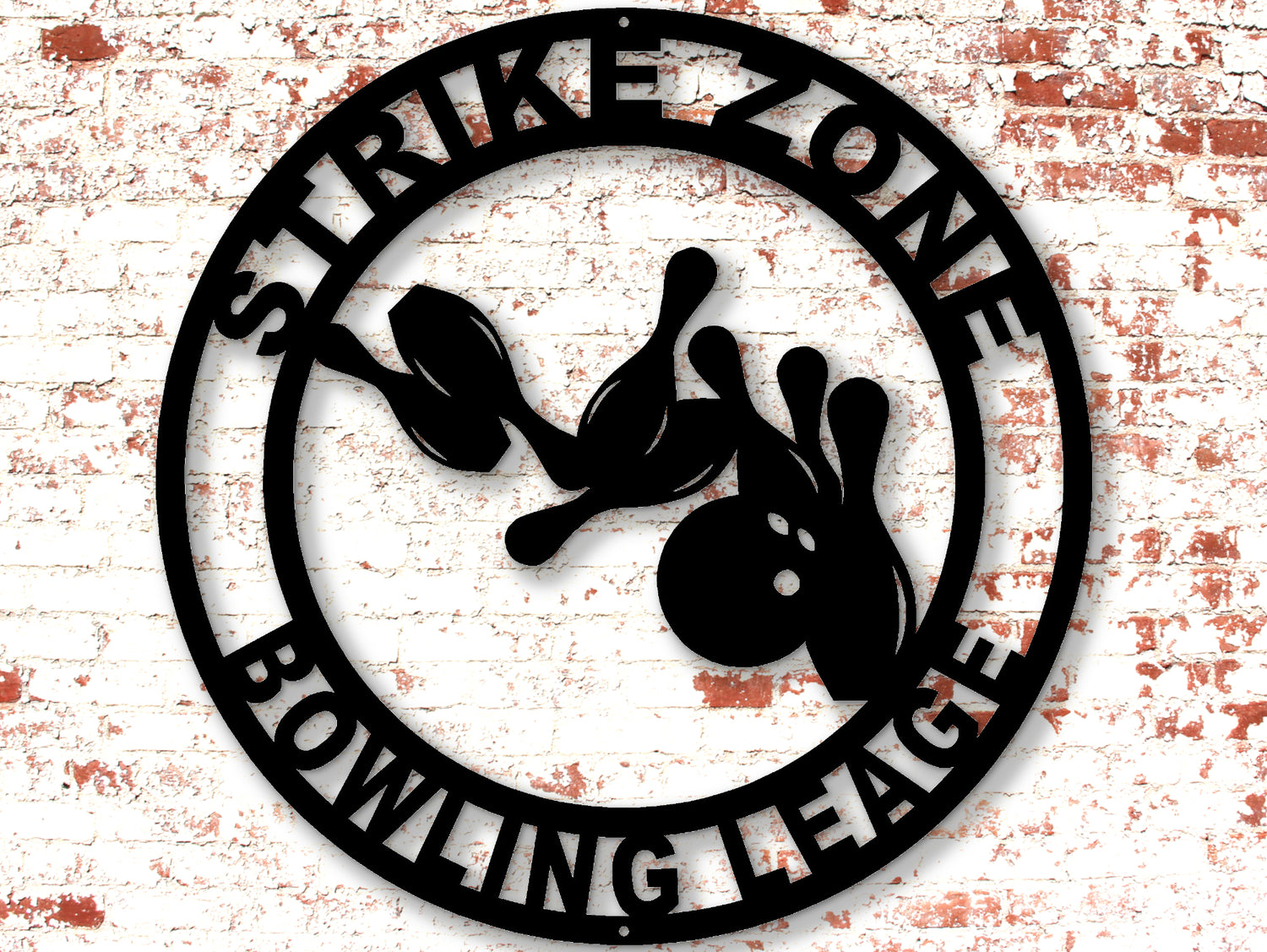 Bowling Personalized Metal Sign -  Two Lines - Madison Iron and Wood